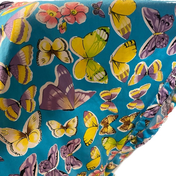 Vintage Teal Butterfly Tie Front Dress - Picture 2 of 4